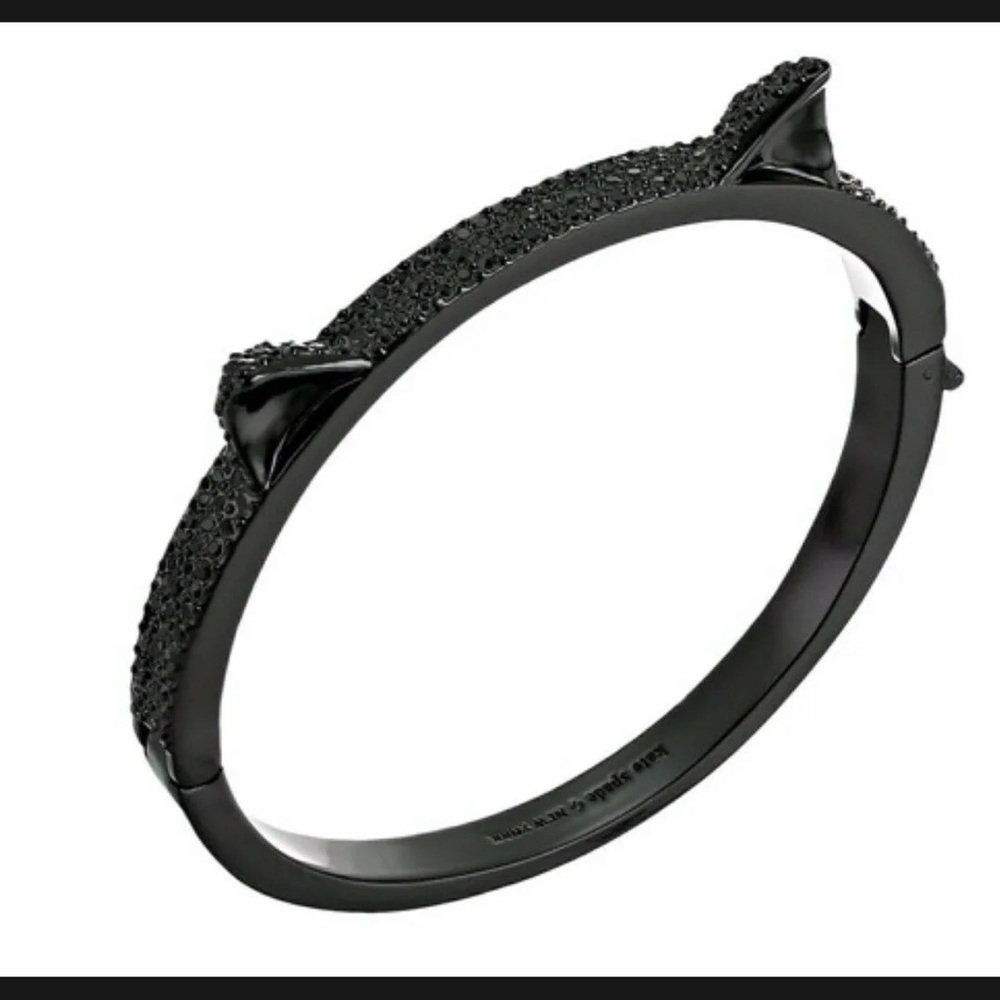 Kate Spade Jazz Things Up cat hear black pave bracelet bangle